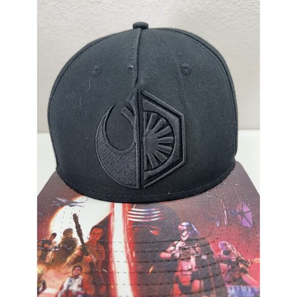 Star Wars Snapback Hat Black Embroidered Logo Printed Brim One Size Fits All - Picture 6 of 10